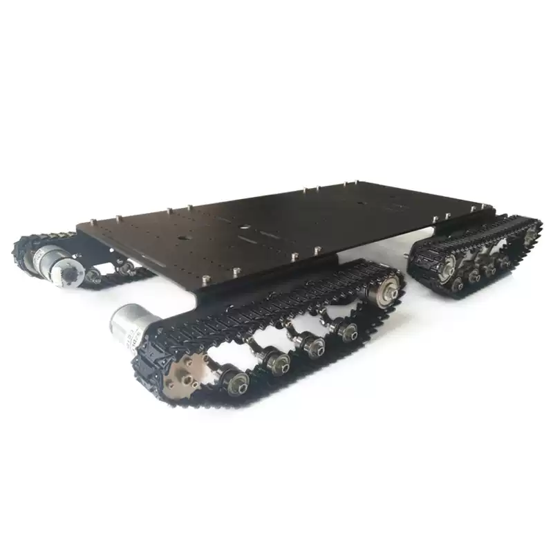 Stødabsorberende off-road chassis med metalbælte